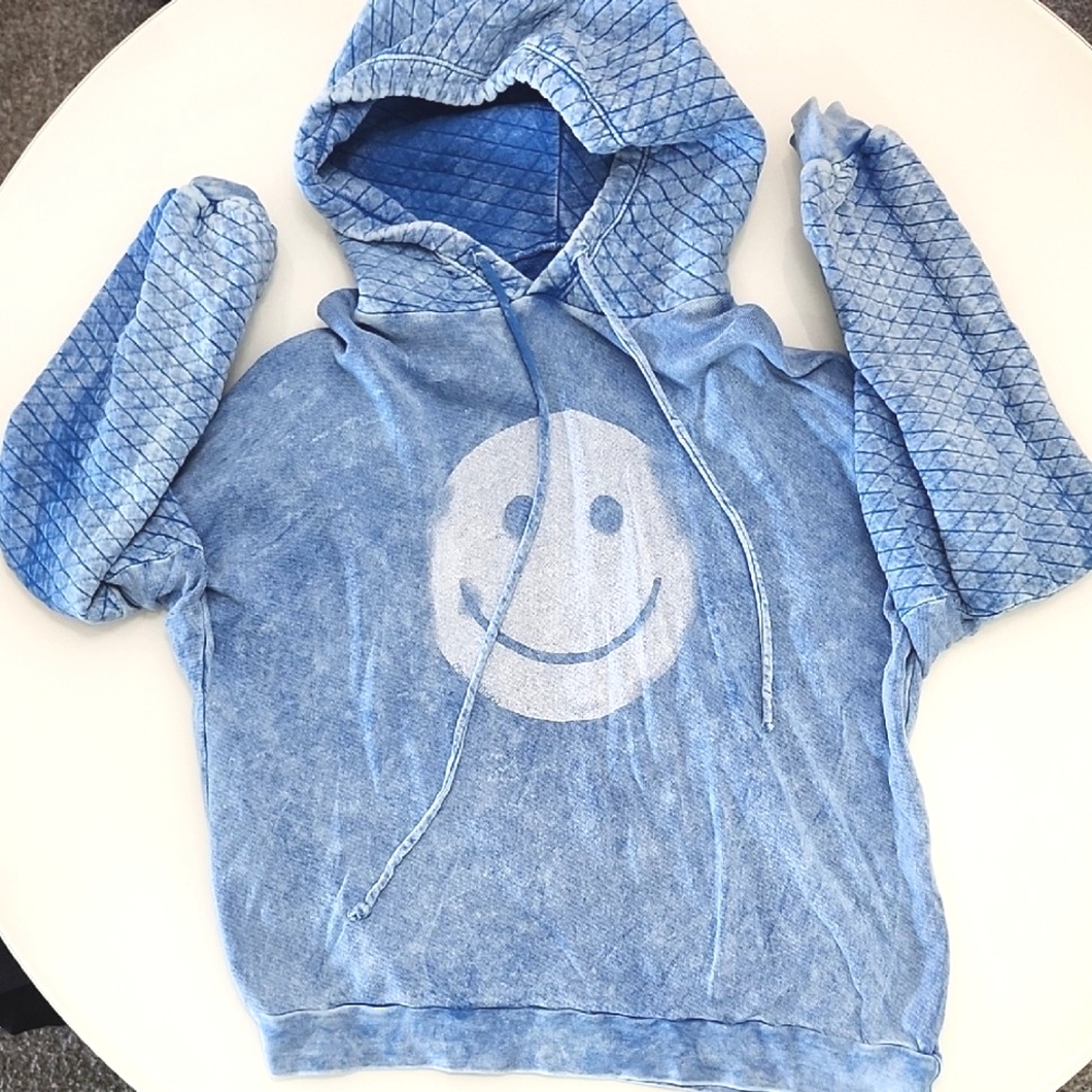 Lauren Moshi Blue Smiley Face Hoodie
